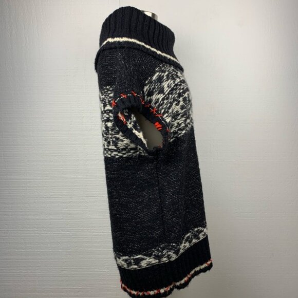 Free People Wool Blend Gray Short Sleeve Chunky Knit Cowl Neck Sweater - Picture 8 of 8